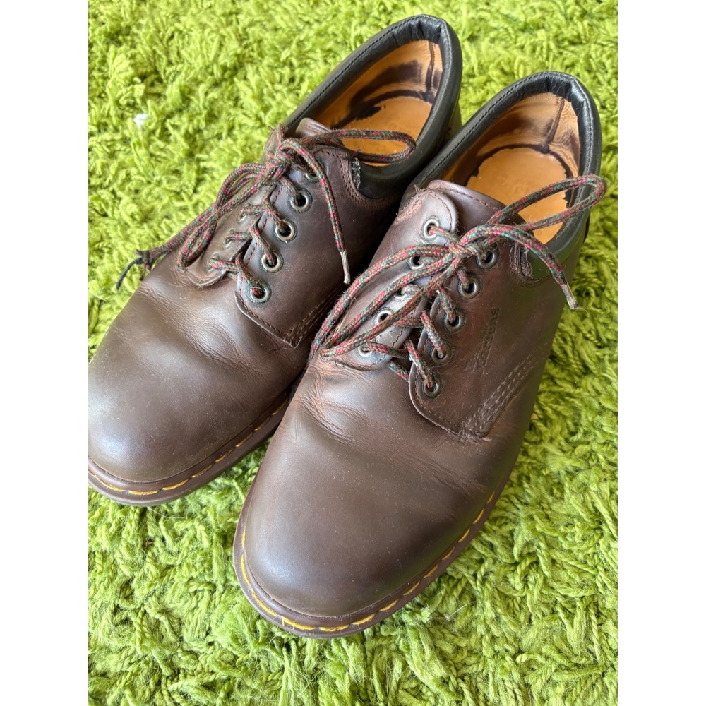 Dr. Martens 8053 Made in England Brown Leather Padded Collar Shoes Mens Lug Sole